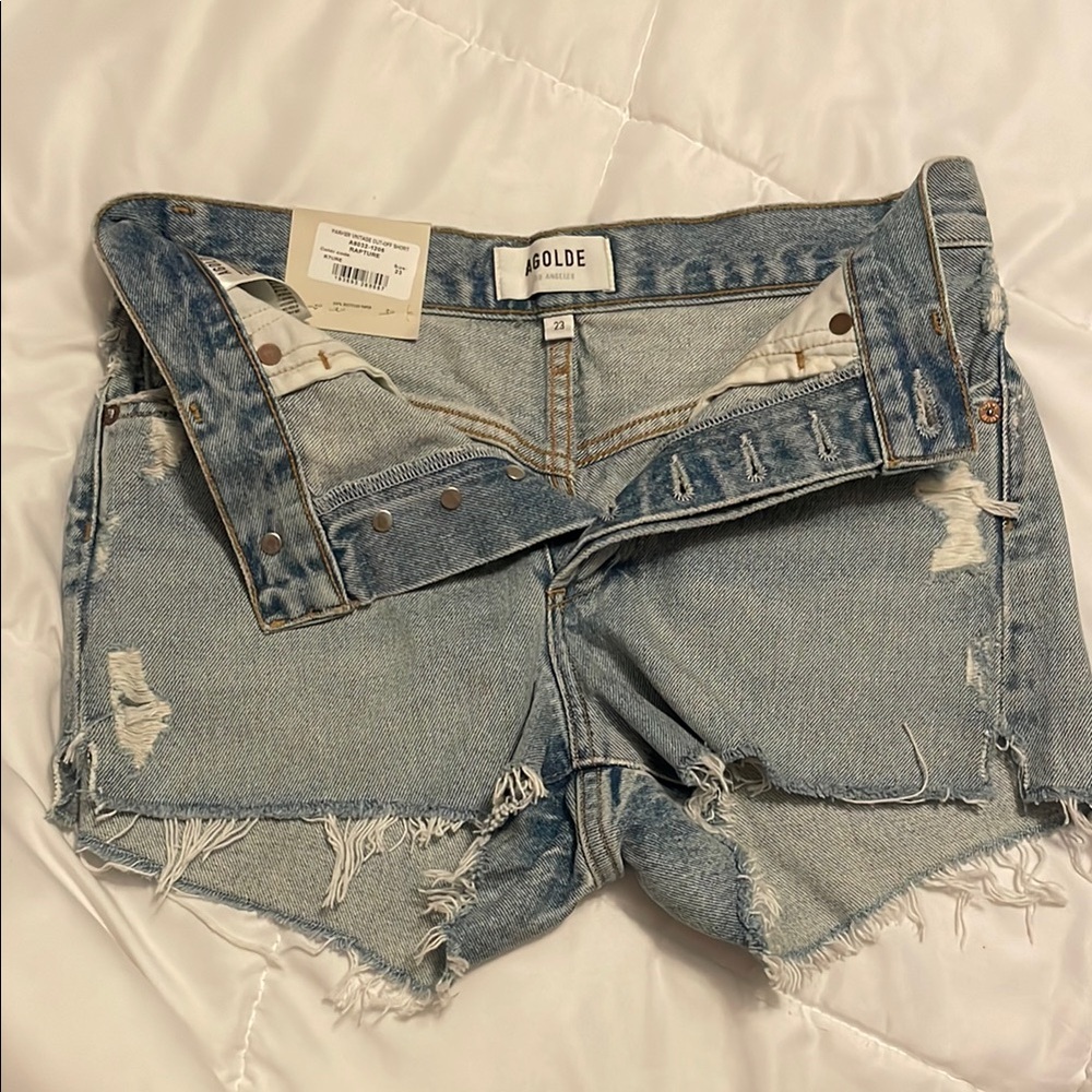 Agolde Blue Jean Shorts Distressed Vintage Style